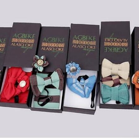 Agbeke Bow Tie, Lapel & Pocket Square (Available on Demand)