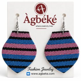 Blue-pink Geometric Shield Earrings